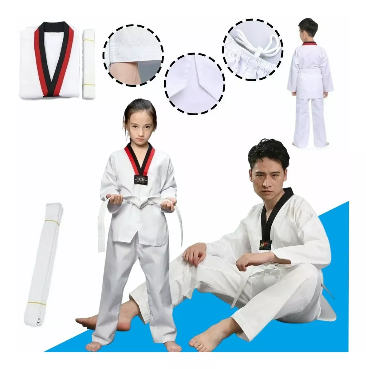 Traje Dobok Taekwondo Para Niños Y Adultos Resistente Cómodo