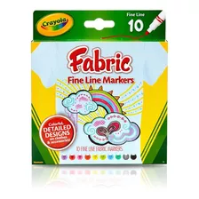 Fibras Marcadores Crayola Para Telas T Oficial X10 Colores