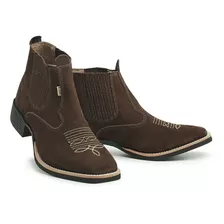 Bota Masculina Texana Cano Curto Macia Confortavel Couro