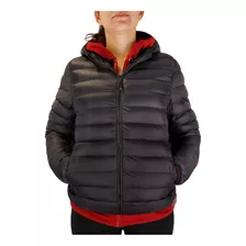 Campera Con Capucha Puffer Hifel Mujer Negro