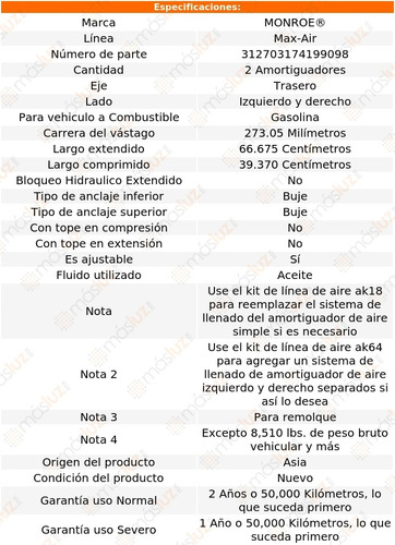 Kit 2 Amortiguadores Neumticos Tra Max-air W250 81/93 Foto 3