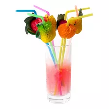 50 Canudos Decorativos Enfeites P/ Drink Frutas Festa Barato