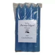 Kit 7 Velas Azul Aromática Arcanjo Miguel 15x2,2 Grossa 
