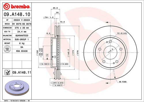 Disco De Freno/ Mitsubishi Lancer Ls Diamond 2006 Delan Vent Foto 2