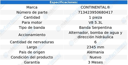 Banda Serpentina B/agua, Alt, D/h 2345 Mm 9-7x V8 5.3l 05-09 Foto 8