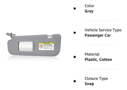 Parasol Lado Izquierdo Para Hyundai Elantra 2011-2015 Grey Foto 6