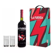 Estuche Aperitivo Vermut La Fuerza Rojo 750ml + 2 Vasos