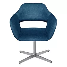 Poltrona Zarah Cadeira Decorativa Base Giratória De Metal