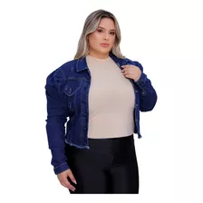 Jaqueta Jeans Plus Size Feminina Com Elastano Manga Princesa