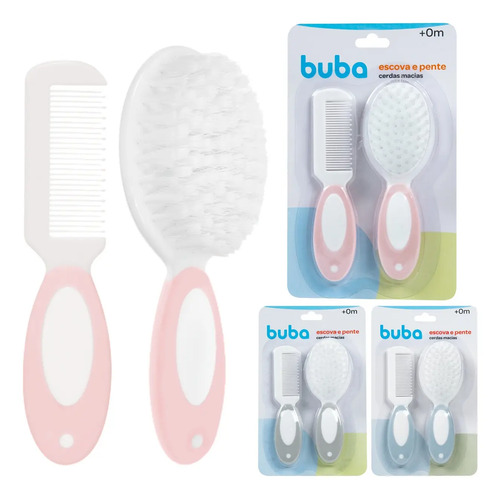 Escova E Pente De Cabelo Bebê Infantil Cerdas Macias Buba