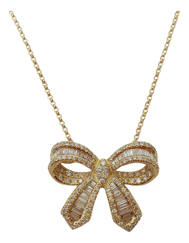 Colar Laço De Diamantes 0,80ct Em Ouro 18k 750 Grande Amarelo