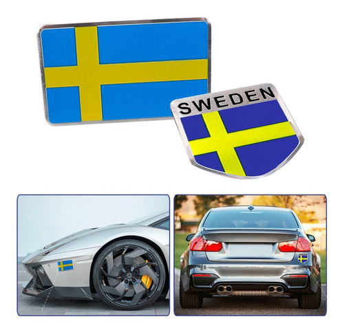 2 Emblemas Suecia Sweden Para Volvo Vw Nissan Saab Scania Rs Foto 6