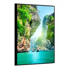 Quadro Decorativo Sala Mar Cristal Pedra Grande Moldura