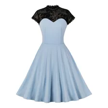 Vestido Grande Elegante Vintage Con Empalmes De Encaje Para