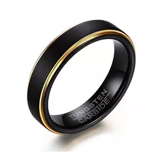 Par De Anel Preto Dourado Feminino Masculino Tungstênio