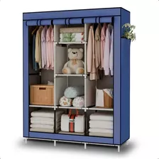 Guarda Roupa Dobrável Armario Para Organizar Roupa Azul 3p