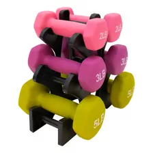 Kit Mancuernas Ejercicio Neopreno Par 2lb 3lb 5lb Rack