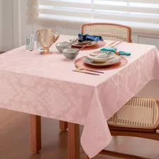 Toalha De Mesa Quadrada Jacquard Rosê - 8 Cadeiras