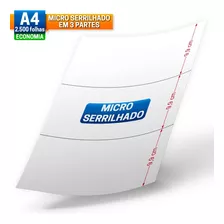 Boleto - Papel A4 Serrilhado Em 3 Partes - 2.500 Folhas