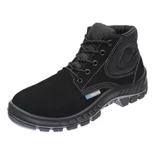 Bota Botina Couro Nobuck Preto Marluvas 50b26 Bico Pvc Epi