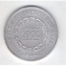 Brasil Império 1000 Réis 1860 Sob+ Prata .917 - 12,7g 30mm