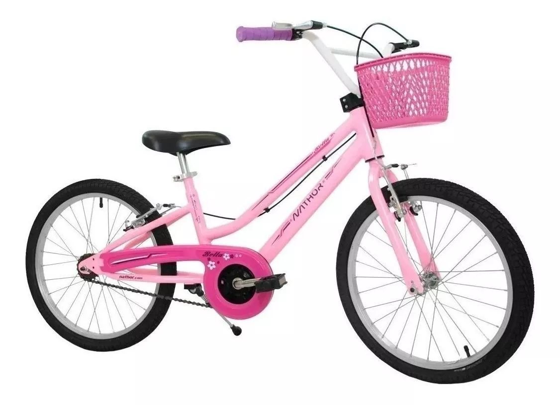Bicicleta Infantil Nathor Bella Freios V-brakes Cor Rosa Com Descanso Lateral