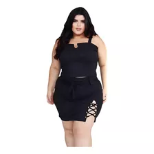 Saia Midi Plus Size Com Ilhós Verão Promoção