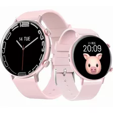 Smartwatch Para Mujer Redondo Llamadas Pasos Calorias Reloj 