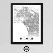 Cuadro Mapa Ciudades Los Angeles California Deco 30x40 Mad