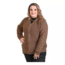 Casaco Roberta Em Tricot Plus Size Com Botões R:1141