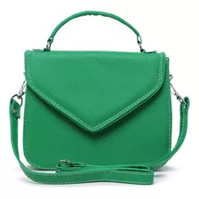 Bolsa Feminina Transversal Design Fashion Lindas Cores 8190 Acambamento Dos Ferragens Metal Cor Verde Bandeira Cor Da Correia De Ombro Verde Desenho Do Tecido Liso