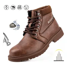 Zapatos De Seguridad De Trabajo D/cuero Impermeable P/hombre