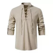 Blusa Con Cuello En V Para Hombre Camisa Vikinga Medieval