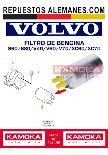 Filtro Bencina Volvo S60 S80 V40 V60 V70 Xc60 Xc70 Foto 4