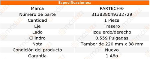 (1) Cilindro Rueda Tra Izq/der Dodge Aries 4 Cil 2.6l 83/85 Foto 5