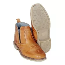 Bota Masculina Feminina Botina De Couro Legitimo Sola Latex.