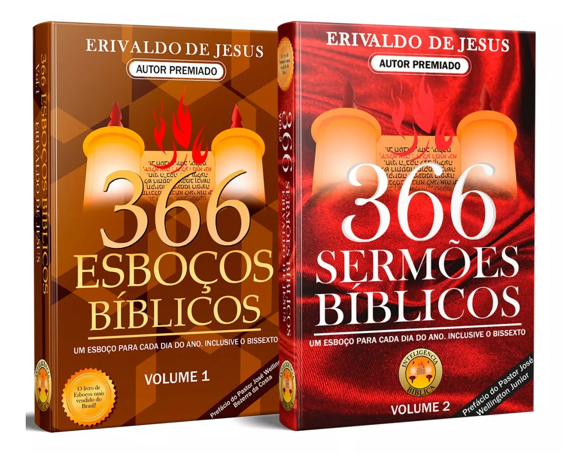 Kit 2 Livros 366 Esboços Bíblicos Volume 1 + Volume 2