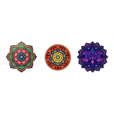 Trio De Quadros Mandala Decorativo De Parede Novidade 30x30