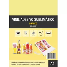 Vinil Adesivo Sublimático Branco A4 10 Folhas