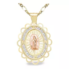 Medalla 15 Años De Oro Virgen De Guadalupe Y Cadena De 50cm