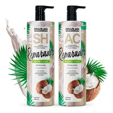  Shampoo Y Acondicionador Brazilian Leche Y Coco 1lt. Dañados