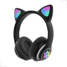 Fone De Ouvido Over-ear Gamer Sem Fio Cat Com Luz Led Cor Azul