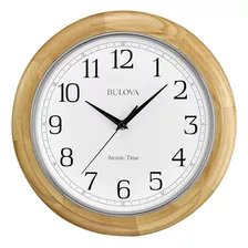 Reloj De Pared Analógico Atómico Atómico De Madera Bulova, C