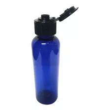 100 Botellas Plastico Envase Azul 60ml Tapa Negra Flip Top