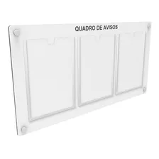 Quadro De Aviso E Gestão Mdf C/ 3 Displays A4 De Acrílico