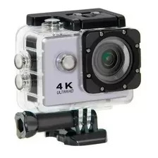 Camara Deportiva 4k Hd Wifi Control Sumergible Tipo Go Pro Color Plateado