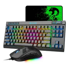 Combo De Teclado Mecanico Y Mouse Con Interruptor Azul, 18 R