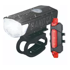 Kit Luces Usb Led Seguridad Bici Delantera Y Trasera + Color Negro