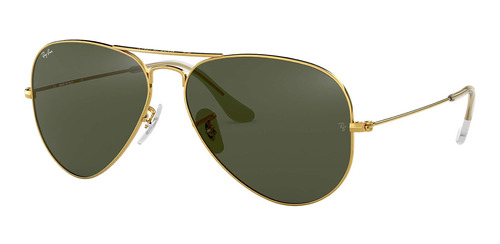 Anteojos De Sol Polarizados Ray-ban Aviator Classic Standard Con Marco De Metal Color Polished Gold, Lente Green De Cristal Clásica, Varilla Polished Gold De Metal - Rb3025