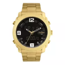 Relógio Condor Masculino Digital Dourado - Cobj3815ac/4d Cor Do Bisel Preto Cor Do Fundo Preto